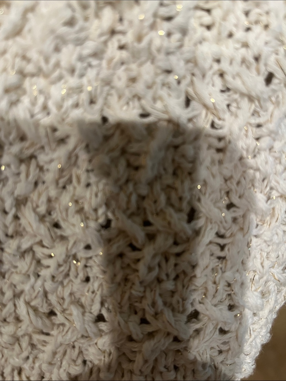 Zara Cream Textured Button-Front Sweater with Gold Threads - Picture 3 of 5